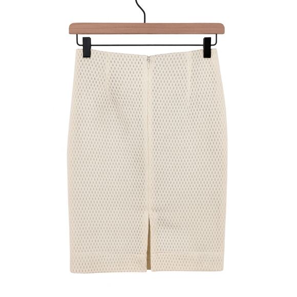 Tibi New York Women's Eyelet Cream Textured Pencil Skirt Size 4 - Picture 2 of 3